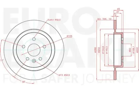 Bremsscheibe Hinterachse EUROBRAKE 5815313682 Bild Bremsscheibe Hinterachse EUROBRAKE 5815313682