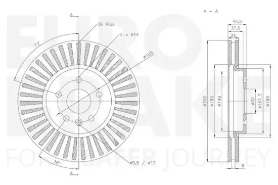 Bremsscheibe Vorderachse EUROBRAKE 5815313684 Bild Bremsscheibe Vorderachse EUROBRAKE 5815313684