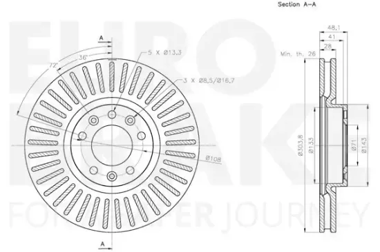 Bremsscheibe Vorderachse EUROBRAKE 5815313742 Bild Bremsscheibe Vorderachse EUROBRAKE 5815313742