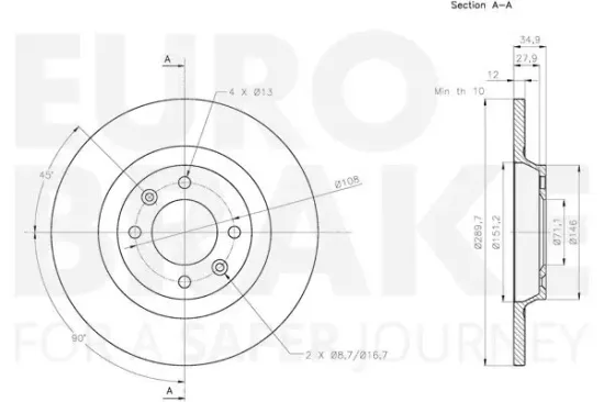 Bremsscheibe EUROBRAKE 5815313743 Bild Bremsscheibe EUROBRAKE 5815313743