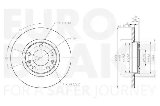 Bremsscheibe Hinterachse EUROBRAKE 5815313749 Bild Bremsscheibe Hinterachse EUROBRAKE 5815313749