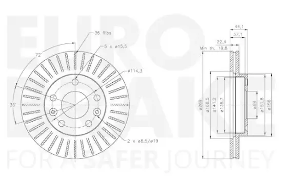Bremsscheibe EUROBRAKE 58153139102 Bild Bremsscheibe EUROBRAKE 58153139102