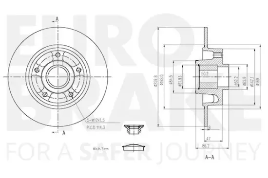 Bremsscheibe Hinterachse EUROBRAKE 58153139103 Bild Bremsscheibe Hinterachse EUROBRAKE 58153139103