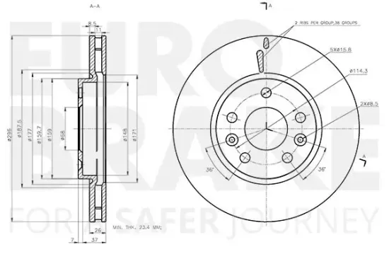 Bremsscheibe EUROBRAKE 58153139108 Bild Bremsscheibe EUROBRAKE 58153139108