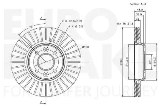 Bremsscheibe Vorderachse EUROBRAKE 5815313919 Bild Bremsscheibe Vorderachse EUROBRAKE 5815313919