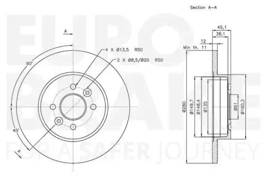 Bremsscheibe Hinterachse EUROBRAKE 5815313941 Bild Bremsscheibe Hinterachse EUROBRAKE 5815313941