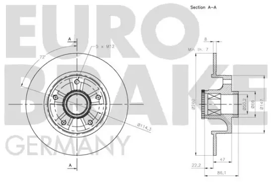 Bremsscheibe Hinterachse EUROBRAKE 5815313973 Bild Bremsscheibe Hinterachse EUROBRAKE 5815313973