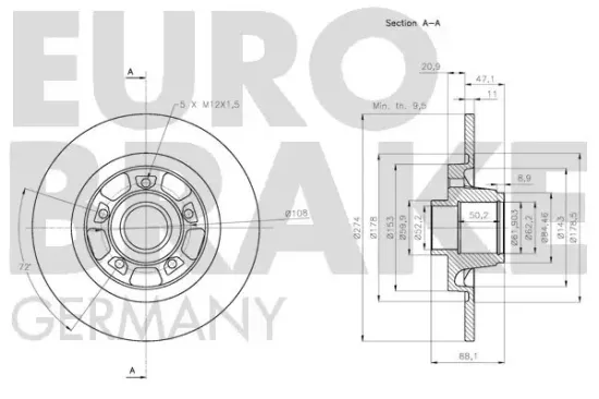 Bremsscheibe Hinterachse EUROBRAKE 5815313975 Bild Bremsscheibe Hinterachse EUROBRAKE 5815313975