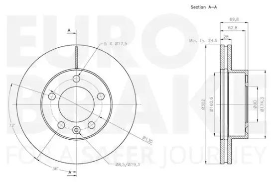 Bremsscheibe Vorderachse EUROBRAKE 5815313976 Bild Bremsscheibe Vorderachse EUROBRAKE 5815313976