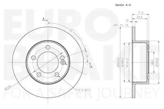 Bremsscheibe Hinterachse EUROBRAKE 5815313978 Bild Bremsscheibe Hinterachse EUROBRAKE 5815313978