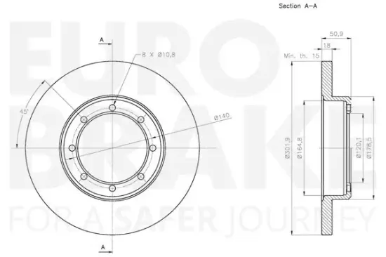 Bremsscheibe Hinterachse EUROBRAKE 5815313979 Bild Bremsscheibe Hinterachse EUROBRAKE 5815313979