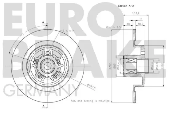 Bremsscheibe Hinterachse EUROBRAKE 5815313986 Bild Bremsscheibe Hinterachse EUROBRAKE 5815313986