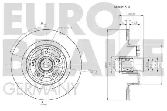 Bremsscheibe Hinterachse Hinterachse EUROBRAKE 5815313987 Bild Bremsscheibe Hinterachse Hinterachse EUROBRAKE 5815313987