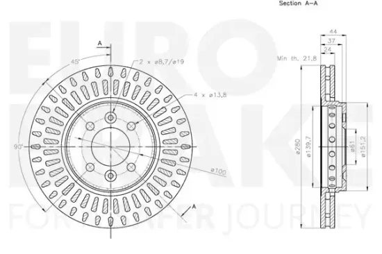 Bremsscheibe Vorderachse EUROBRAKE 5815313997 Bild Bremsscheibe Vorderachse EUROBRAKE 5815313997