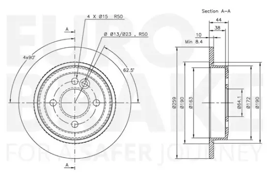 Bremsscheibe Hinterachse EUROBRAKE 5815314017 Bild Bremsscheibe Hinterachse EUROBRAKE 5815314017