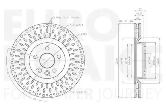 Bremsscheibe Vorderachse EUROBRAKE 5815314053 Bild Bremsscheibe Vorderachse EUROBRAKE 5815314053