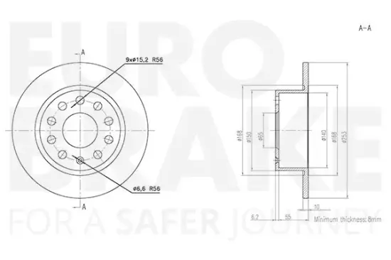 Bremsscheibe Hinterachse EUROBRAKE 5815314307 Bild Bremsscheibe Hinterachse EUROBRAKE 5815314307