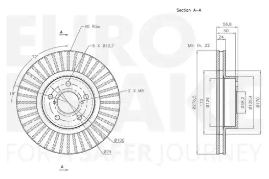 Bremsscheibe Vorderachse EUROBRAKE 5815314406 Bild Bremsscheibe Vorderachse EUROBRAKE 5815314406