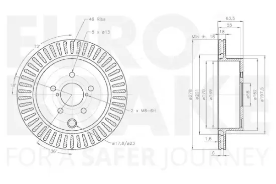 Bremsscheibe Hinterachse EUROBRAKE 5815314425 Bild Bremsscheibe Hinterachse EUROBRAKE 5815314425