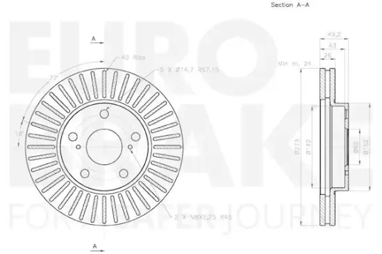 Bremsscheibe Vorderachse EUROBRAKE 58153145120 Bild Bremsscheibe Vorderachse EUROBRAKE 58153145120