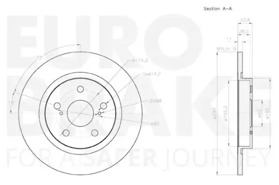 Bremsscheibe Hinterachse EUROBRAKE 58153145131 Bild Bremsscheibe Hinterachse EUROBRAKE 58153145131