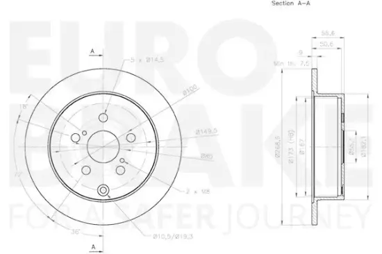 Bremsscheibe Hinterachse EUROBRAKE 58153145156 Bild Bremsscheibe Hinterachse EUROBRAKE 58153145156