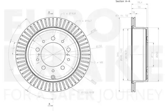 Bremsscheibe Hinterachse EUROBRAKE 58153145162 Bild Bremsscheibe Hinterachse EUROBRAKE 58153145162