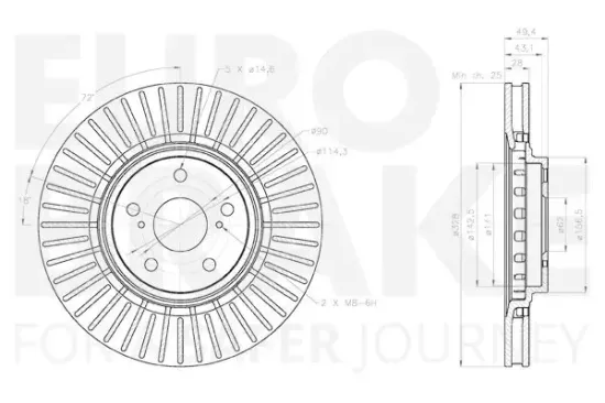Bremsscheibe Vorderachse EUROBRAKE 58153145176 Bild Bremsscheibe Vorderachse EUROBRAKE 58153145176