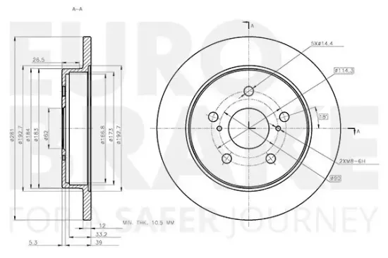 Bremsscheibe Hinterachse EUROBRAKE 58153145181 Bild Bremsscheibe Hinterachse EUROBRAKE 58153145181