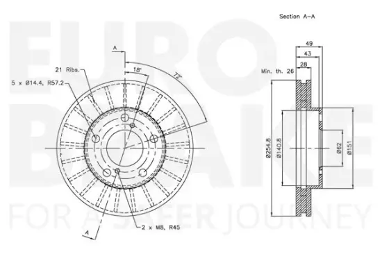 Bremsscheibe Vorderachse EUROBRAKE 5815314547 Bild Bremsscheibe Vorderachse EUROBRAKE 5815314547