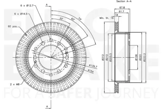 Bremsscheibe Hinterachse EUROBRAKE 5815314575 Bild Bremsscheibe Hinterachse EUROBRAKE 5815314575