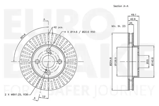 Bremsscheibe Vorderachse EUROBRAKE 5815314582 Bild Bremsscheibe Vorderachse EUROBRAKE 5815314582