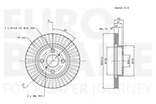 Bremsscheibe Vorderachse EUROBRAKE 5815314588 Bild Bremsscheibe Vorderachse EUROBRAKE 5815314588
