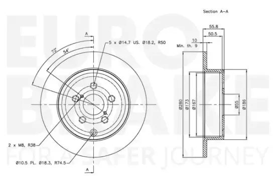 Bremsscheibe Hinterachse EUROBRAKE 5815314589 Bild Bremsscheibe Hinterachse EUROBRAKE 5815314589