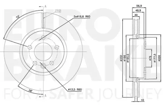 Bremsscheibe Vorderachse EUROBRAKE 58153147116 Bild Bremsscheibe Vorderachse EUROBRAKE 58153147116
