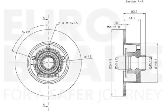 Bremsscheibe Hinterachse EUROBRAKE 58153147120 Bild Bremsscheibe Hinterachse EUROBRAKE 58153147120