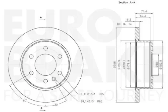 Bremsscheibe EUROBRAKE 58153147122 Bild Bremsscheibe EUROBRAKE 58153147122