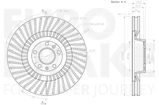 Bremsscheibe Vorderachse EUROBRAKE 58153147125 Bild Bremsscheibe Vorderachse EUROBRAKE 58153147125