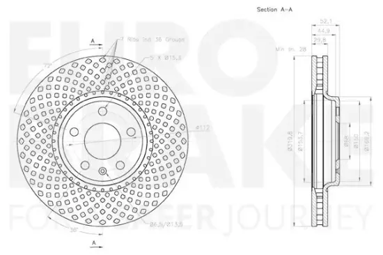 Bremsscheibe Vorderachse EUROBRAKE 58153147127 Bild Bremsscheibe Vorderachse EUROBRAKE 58153147127