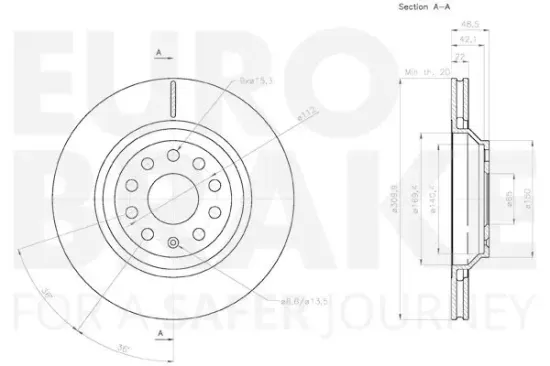 Bremsscheibe Hinterachse EUROBRAKE 58153147136 Bild Bremsscheibe Hinterachse EUROBRAKE 58153147136