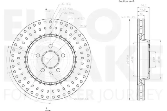 Bremsscheibe Vorderachse EUROBRAKE 58153147154 Bild Bremsscheibe Vorderachse EUROBRAKE 58153147154