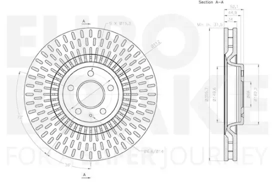 Bremsscheibe Vorderachse EUROBRAKE 58153147155 Bild Bremsscheibe Vorderachse EUROBRAKE 58153147155