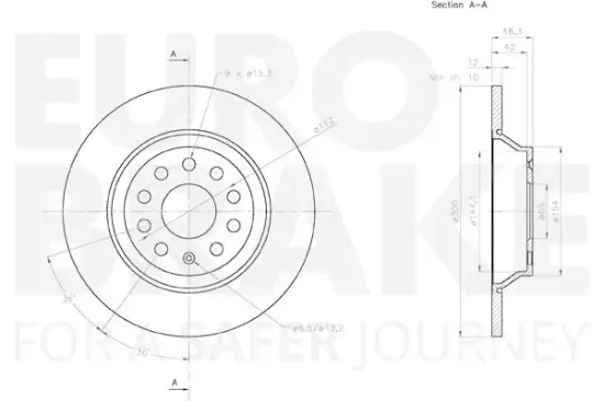 Bremsscheibe Hinterachse EUROBRAKE 58153147160 Bild Bremsscheibe Hinterachse EUROBRAKE 58153147160