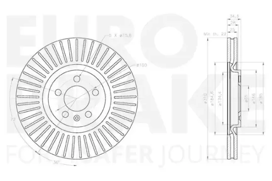 Bremsscheibe Hinterachse EUROBRAKE 5815314873 Bild Bremsscheibe Hinterachse EUROBRAKE 5815314873