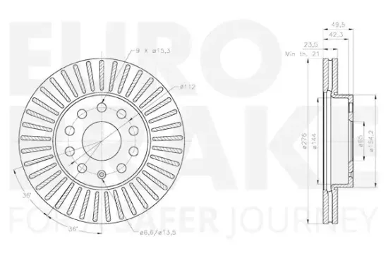 Bremsscheibe Vorderachse EUROBRAKE 58153147166 Bild Bremsscheibe Vorderachse EUROBRAKE 58153147166
