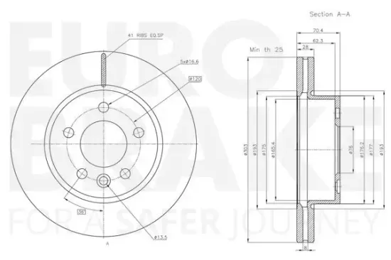 Bremsscheibe Vorderachse EUROBRAKE 58153147178 Bild Bremsscheibe Vorderachse EUROBRAKE 58153147178