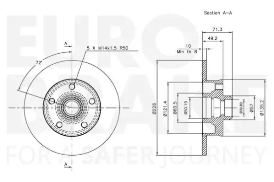 Bremsscheibe Hinterachse EUROBRAKE 5815314736 Bild Bremsscheibe Hinterachse EUROBRAKE 5815314736