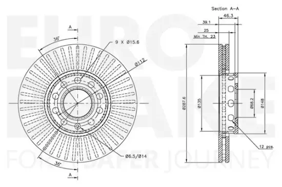 Bremsscheibe EUROBRAKE 5815314743 Bild Bremsscheibe EUROBRAKE 5815314743