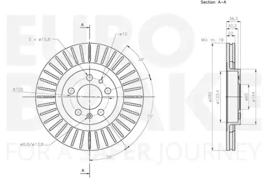 Bremsscheibe Vorderachse EUROBRAKE 5815314759 Bild Bremsscheibe Vorderachse EUROBRAKE 5815314759