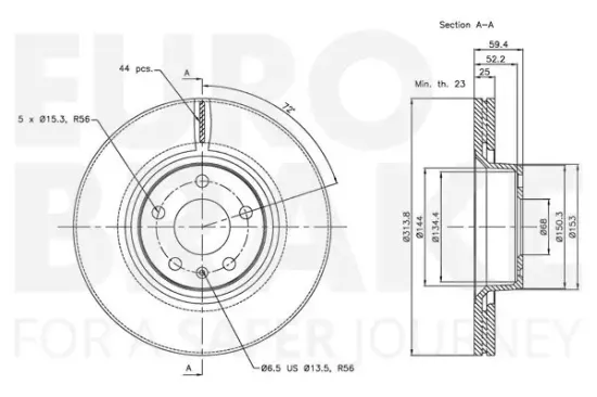 Bremsscheibe Vorderachse EUROBRAKE 5815314799 Bild Bremsscheibe Vorderachse EUROBRAKE 5815314799